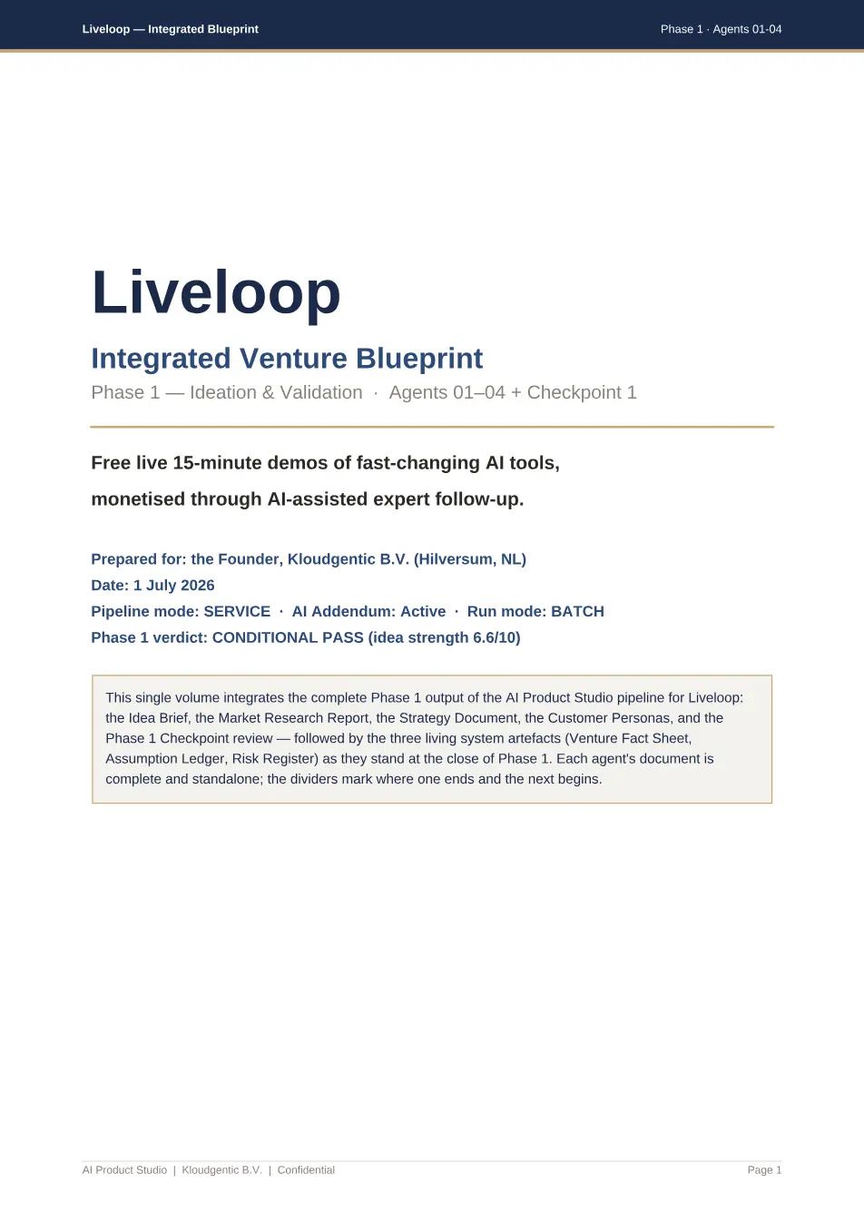 Live AI-Tool Broadcasts — Venture Blueprint — first page preview