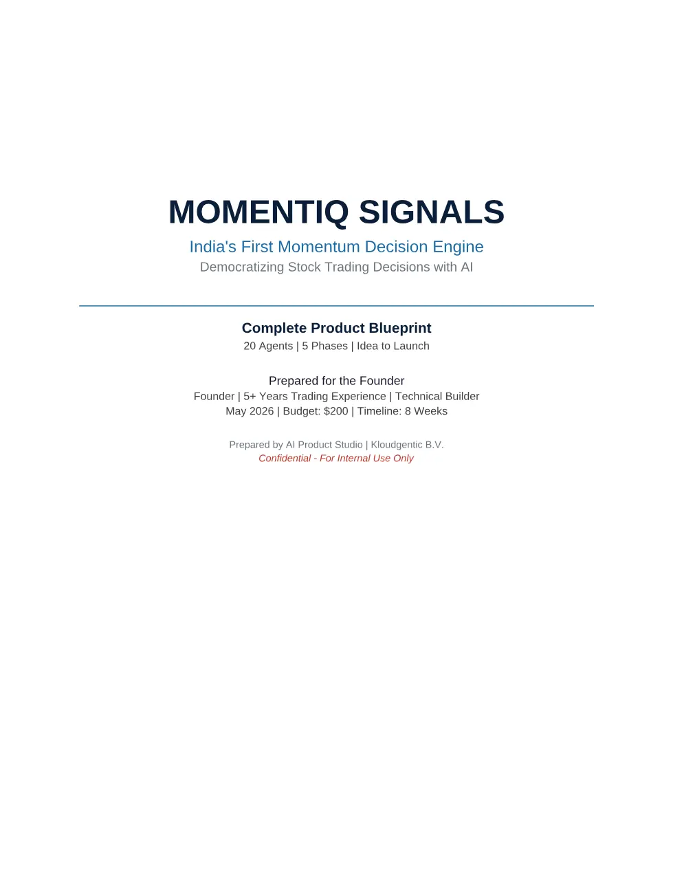 Retail Trading-Signals App — Venture Blueprint — first page preview
